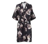 Healeved Peignoir Antiadhésif pour Coiffeur Blanc Motifs Roses, Cape de Salon de Coiffure Imperméable et Antistatique, Ceinture Ajustable, Taille Unique, Vêtements de Spa Légers