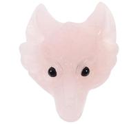 Healeved Pendentif Tête de Loup en Cristal Naturel de Quartz Rose Grosse Taille Breloque Sculptée pour Bijoux DIY Accessoire de Bijouterie Charme de Tête de Loup Pierre de Cristal Rose