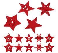 Healeved Pendentifs en Bois Rouge D'étoile à 5 Branches Surface Lisse et Design Simple 50 Pièces pour Décoration de Sapin de Noël pour Décorer la Maison