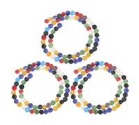 Healeved Perles de Verre Multicolores Plates Millefiori 8 MM 3 Rangs de Perles d'Espacement Rondes pour Bracelets DIY Accessoires Créatifs et Bijoux Faits Main