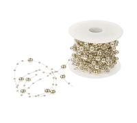 Healeved Perles en Chaîne Électroplaquées Or 8 3 MM 1 Rouleau pour Décoration Mariage Guirlande de Perles DIY Accessoire Artisanat Noël et Embellissement Couture