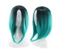 Healeved Perruque Bob Femme Synthétique à Température Couleur Dégradée Vert Foncé Pour Cosplay Et Perruque Courte Et Confortable Et Naturelle