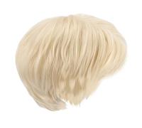 Healeved Perruque Courte Cheveux Humains pour Hommes Accessoire de Cosplay Blond avec Frange pour Halloween Fêtes et Événements Spéciaux
