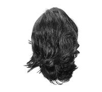 Healeved Perruque Homme Disco Shaggy Courte Synthétique pour Costume Cosplay Fête Rock Style Noir et Blanc