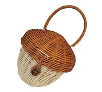 Healeved Petit Panier Tressé en Rotin Couvercle et Poignée, Style Rustique Chic, comme Panier de Fleurs Demoiselle D'honneur ou Rangement de Bonbons pour Garçon et Filles