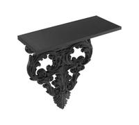 Healeved Petite Étagère Murale Vintage Noire en Pla, Corbeau Baroque | Profil Orné, Bord Sculpté, Style Gothique et Rococo, pour Bougies, Succulentes et Murs D’accent