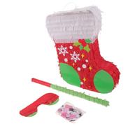 Healeved Piñata en forme de chaussette de Noël avec bâtonnet, bandeau et confettis, remplie de bonbons, décoration suspendue pour les fêtes de Noël.