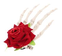 Healeved Pince à Cheveux Décor Rose en Plastique Squelette Griffe Blanche Facile à Utiliser Accessoire Punk pour Fête D'halloween et Festival de Mascarade pour Femmes et Filles