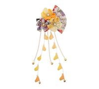 Healeved Pince à cheveux en éventail pour kimono japonais avec pompon - Accessoire floral fait main pour cheveux - Coiffe asiatique vintage pour femme, idéale pour les festivals, les fêtes et