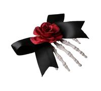 Healeved Pince à Cheveux Halloween Forme de Main Squelette avec Noeud Rose Accessoire de Coiffure Unique pour Femmes pour Fêtes Halloween