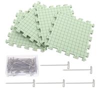 Healeved Planche de Blocage au Crochet en Mousse Portable 4 Pièces avec Tapis de Blocage pour Tricot et Lot de 100 set de Épingles Métalliques T pour Fixation Outil Multifonction pour