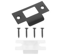 Healeved Plaque de Gâche T 1-5/8 Pouces en Acier Inoxydable Noir Kit de Renforcement pour Portes en Bois Plaque de Verrouillage de Pêne Dormant Boîtier et Vis Accessoires de Serrure
