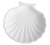 Healeved Plateau à Bijoux Coquillage Blanc Robuste pour Coiffeuse Vide- et Support Esthétique, Plateau Annulaire Décoratif pour Accessoires Photo