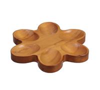 Healeved Plateau à Œufs en Bois Naturel Marron pour 6 Œufs, Organisateur Polyvalent Facile à Nettoyer, Forme Fleur à Six Pétales, pour Pâques et Repas