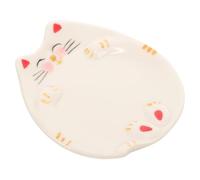 Healeved Plateau De Mélange En Céramique Pour Aquarelle Gouache Mini Palette Pour Nail Art Fond Lisse Motif Chat 8,5 x 7,5 Cm