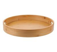 Healeved Plateau de Service Rond Japonerie 35x35x5 Cm en Céramique Blanche, Double Anse pour Repas, Buffet et Présentation Fruits, Plat de Service Décoratif Pratique et Résistant