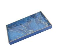 Healeved Plateau Rectangulaire Décoratif en Plastique Bleu Effet Marbre, Facile d'entretien et Polyvalent pour Décoration Table à Manger ou Commode