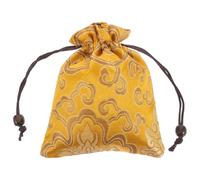 Healeved Pochette à Bijoux en Soie Jaune Broderie Artisanale, Paquet de Rangement Polyvalent et Facile à Nettoyer pour Colliers et Bracelets, Voyage