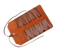 Healeved Pochette à Outils en Cuir Marron Organiseur D’Outils à Clés Enroulable 10 Emplacements Trousse Portable pour Tournevis et Pinces pour Électricien et Artisan Rangement Compact