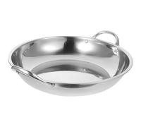 Healeved Poêle en Acier Inoxydable 33 CM à Double Poignée Casserole Anti-Débordement à Fond Plat pour Induction Ustensile Cuisine Polyvalent pour Fondues et Cuisson Familiale