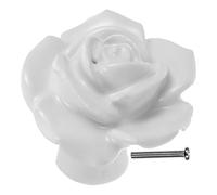 Healeved Poignée de Tiroir en Céramique Blanche Motif Floral Doré Bouton Décoratif pour Meuble Poignée de Commode et Armoire Accessoire Rétro Cuisine et Garde-Robe Solide et Résistant