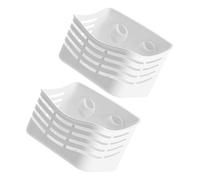 Healeved Porte-brosse à Dents Mural en Plastique Blanc Ventouses, Résistant aux Chocs, 2pcs, pour Organisation Pratique Salles de Bain et Cuisines
