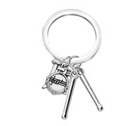 Healeved Porte-clés De Batteur Rock Pendentif Baguettes De Batterie, Mini Porte-clés Amusant, Décoration Musique, Argenté, Présent Pour Amateurs De Rock