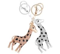 Healeved Porte-clés Forme Réaliste et Finition Polie Lot de 2 Pièces Accessoire Décoratif Chic Girafe en Alliage Décoration Suspendue pour Paquet à Dos