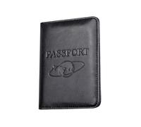 Healeved Porte-Passeport RFID en Cuir Grainé Double Couche Noir Multifonctionnel Porte-Carte Compact pour Voyageurs Protection Anti-scannage Taille Moyenne