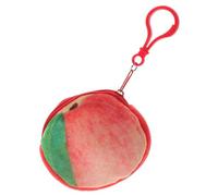 Healeved Portefeuille de pièces de pêche nouveauté Porte-clés Fruit Mignon Flou Pochette de Rangement Dessin animé Petit en Peluche Portefeuilles Enfants pour Filles Couleur Aléatoire