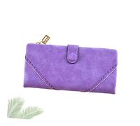 Healeved Portefeuille Femme Zippé Simili Cuir Mat avec Dentelle Élégante Et Multifonction Format Long pour Usage Quotidien Couleur Violet