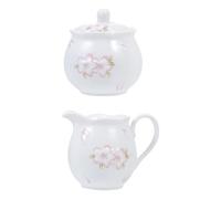 Healeved Pot à Sucre et Bouilloire à Lait en Céramique Blanche 2 Pièces avec Couvercle Ensemble Polyvalent pour Café et Bonbons Pot à Sucre Domestique Isolant Thermique Ustensiles de