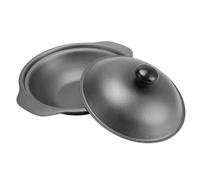 Healeved Pot en Fonte 22 Cm Couvercle pour Riz au Poulet Braisé Jaune, Marmite Résistante la Chaleur, Ustensile Cuisine Maison pour Cuisson Mijotée, Casserole Terre Cuite Multifonction