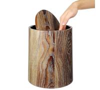 Healeved Poubelle Imitation Bois 12L Couvercle Basculant en Polypropylène Seau de Stockage des Déchets Multifonction Cuisine Salle de Bain et Bureau Design Vintage Décoratif