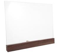 Healeved Présentoir à Certificats en Acrylique Transparent 30X21 CM Socle Trapézoïdal en Noyer Porte-Affiche Double Face pour Diplômes A4 Support Décoratif Polyvalent pour Bureau Salon