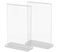 Healeved Présentoir Acrylique T-Type Double Face 10X15 CM 2 Pcs Porte-Affiche Vertical Stable pour Cartes et Documents Support Rigide Transparent Restaurant Bureau et Comptoir