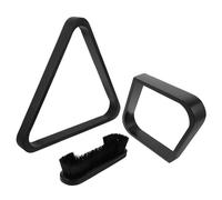 Healeved Râtelier Triangulaire en Bois Massif pour Boules de Billard 3 Pièces Brosse de Nettoyage 9 Pouces Support de Billard Robuste Accessoire Salle de Loisirs