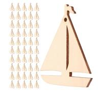 Healeved Rondelles de Bois Artisanales 150 Pcs Ébauches Mini Voiliers en Bois Brut Pré-percées Décorations Suspendues pour Loisirs Créatifs Embellissements Nautiques pour