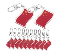Healeved Rouge Porte-clés Design Élégant Drapeau Chine Lot de 12, en Acrylique, pour Décorations de Festival et Collection Personnelle