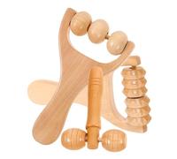 Healeved Rouleau de Massage Manuel en Bois 3 Pièces Grand Rouleau Visage pour Massage Profond Récupération Jambes Détente Cervicales Réflexologie Plantaire Usage Maison et Voyage