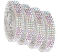 Healeved Ruban Adhésif Autocollant Strass Ab Multicolore 4 Rangées 09 CM de Large 1 Mètre par Rouleau 4 Pièces pour Décoration Présents Vêtements et Loisirs Créatifs
