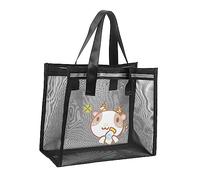 Healeved Sac de Plage Maille Noir Grand Sac de Voyage Multifonctionnel avec Capacité pour Serviettes Bouteilles et Jouets pour et Shopping