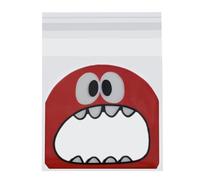 Healeved Sachets Autocollants pour Biscuits 13x10 Cm 300 Pièces en Plastique à Motifs Monstre, Paquet à Biscuits Adhésifs pour Emballage Pâtisserie, Présents et Friandises