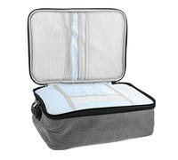 Healeved Sacoche à Dossiers Ignifuge Multicouches en Tissu Imperméable Cadenas, Grand Porte-Documents Pliable Gris pour Bureau, Voyage et Usage Scolaire, Organisateur de Couleur Aléatoire