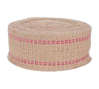 Healeved Sangle en Jute Rayée Rouge 6 Cm X 10 M - Ruban Décoratif Naturel pour Rembourrage de Chaise, Bricolage et Décoration Champêtre, Sangle Tapissier Résistante et Polyvalente