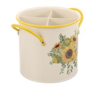 Healeved Seau à Baguettes Mural Vintage en Métal Motif Tournesol Porte-Ustensiles Décoratif et Pot à Couverts pour Rangement et Séchage Organisateur Pratique Cuisine et Restaurant