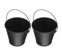 Healeved Seaux en Fer-Blanc pour Barbecue 2pcs Poignée, Récipient à Graisse Noir, Accessoires pour Collecte D'huile et Cuisson en Extérieur