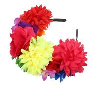 Healeved Serrage-Tête Bandeau Floral Halloween en Tissu Roses Artificielles Multicolores Accessoire Cheveux Léger pour Fête Dia de Los Muertos Cosplay et Bal Masqué Taille Unique