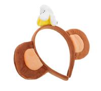 Healeved Serre-tête Singe Peluche Épais avec Banane Bandeau Oreilles Animales Doux et Confortable pour Fête Halloween et Déguisement Adulte