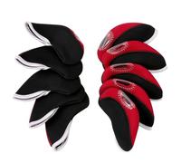 Healeved Set de 10 Couvre-Chefs de Golf en Néoprène Rouge Numéros pour Fer et Putter, Compatible Toutes Marques et Tailles, Protection Optimale Parcours